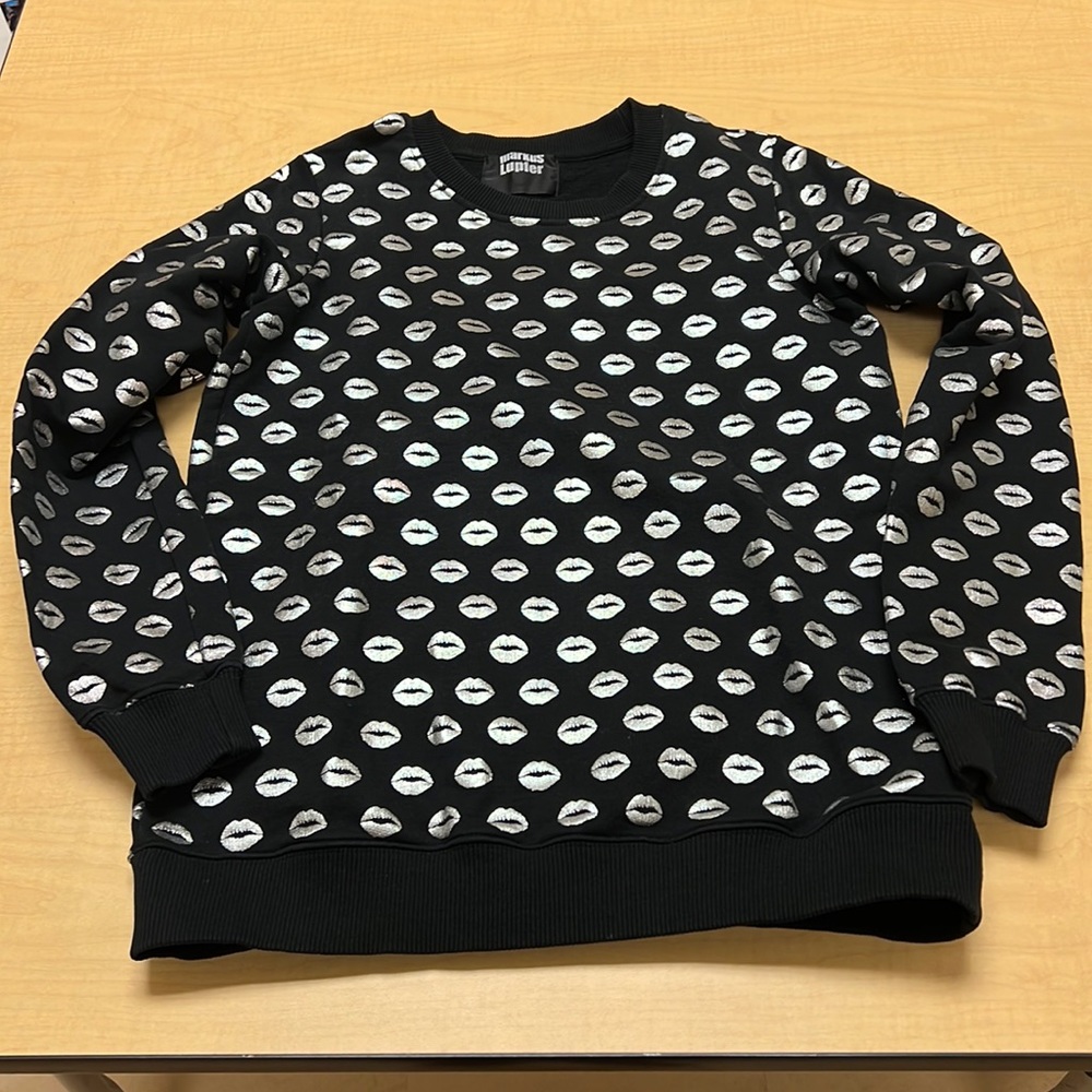 Markus Lupfer black and silver crew‎ neck sweatshirt, size small